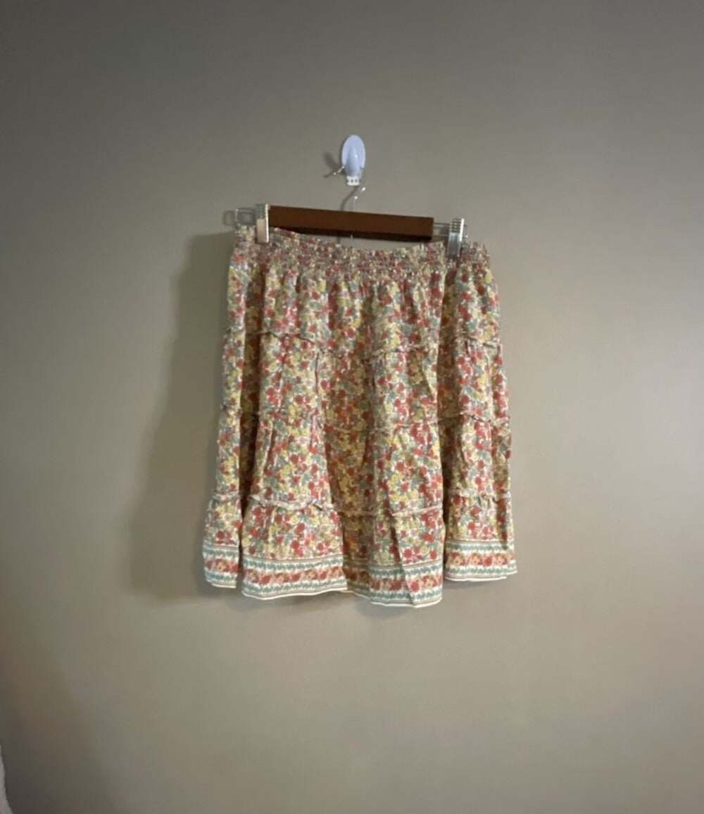 Max Studio Women's Floral Print Tiered Smocked Waist Mini Skirt